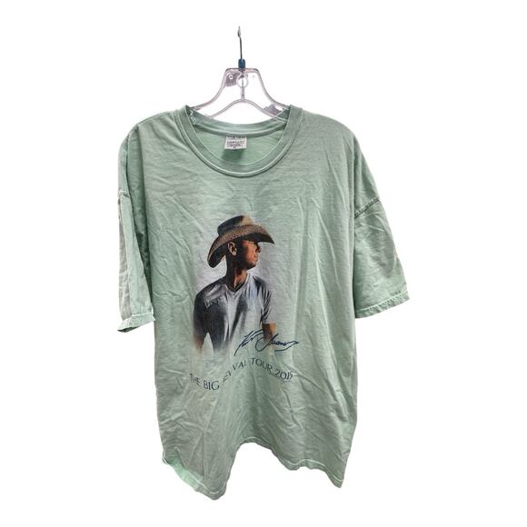 Tops - KENNY CHESNEY The Big Revival Tour 2015 XL Light Mint Green T-Shirt 90s Country
